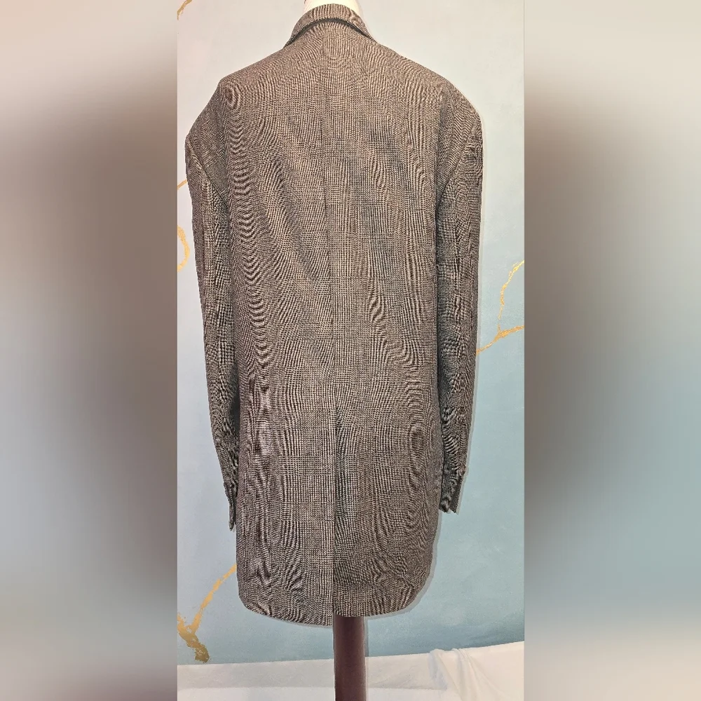 Vintage Chaps Ralph Lauren Men's Tan Brown Glen Check Plaid Blazer Jacket *42R